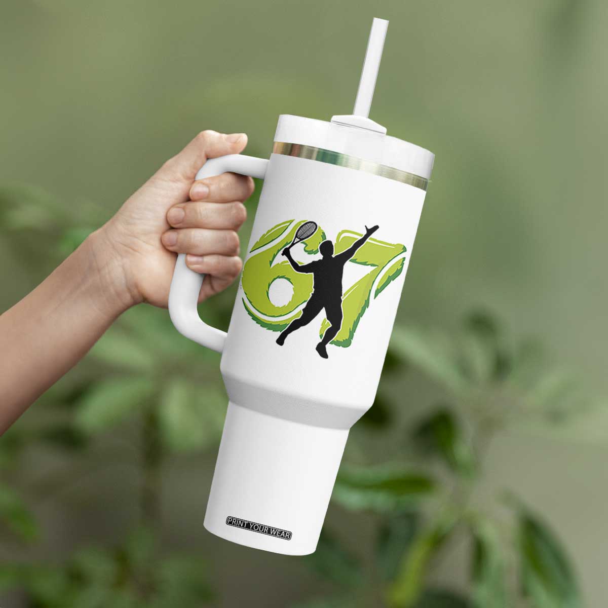 Funny Gen Z Alpha Gift Tumbler With Handle Six Seven Meme Tennis Lover TS12 Print Your Wear