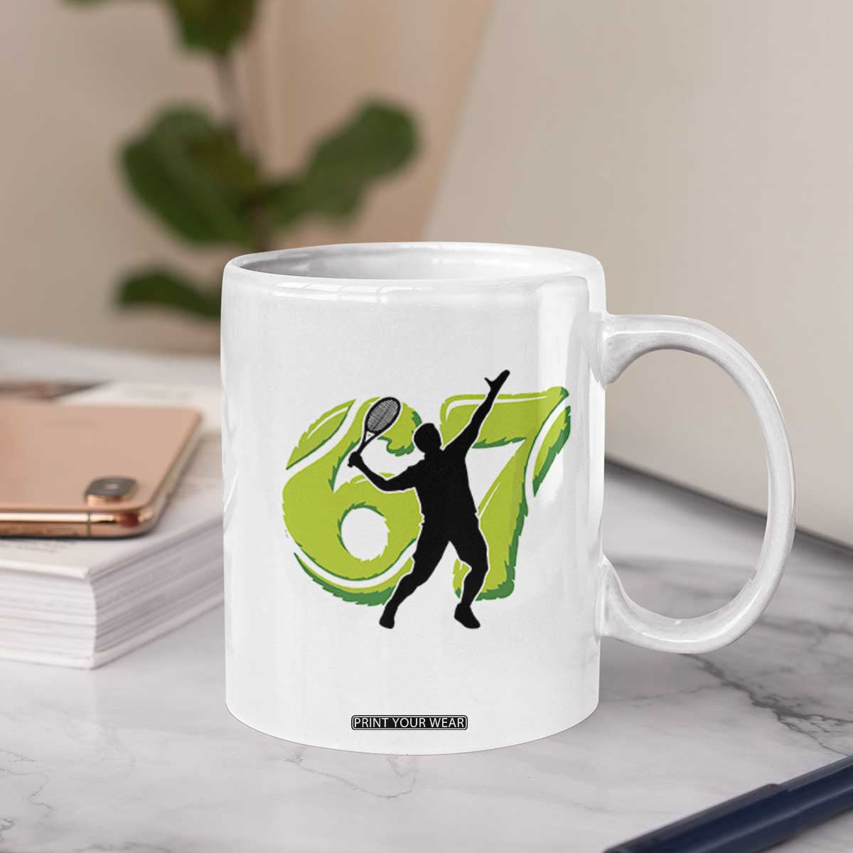 Funny Gen Z Alpha Gift Coffee Mug Six Seven Meme Tennis Lover TS12 Print Your Wear
