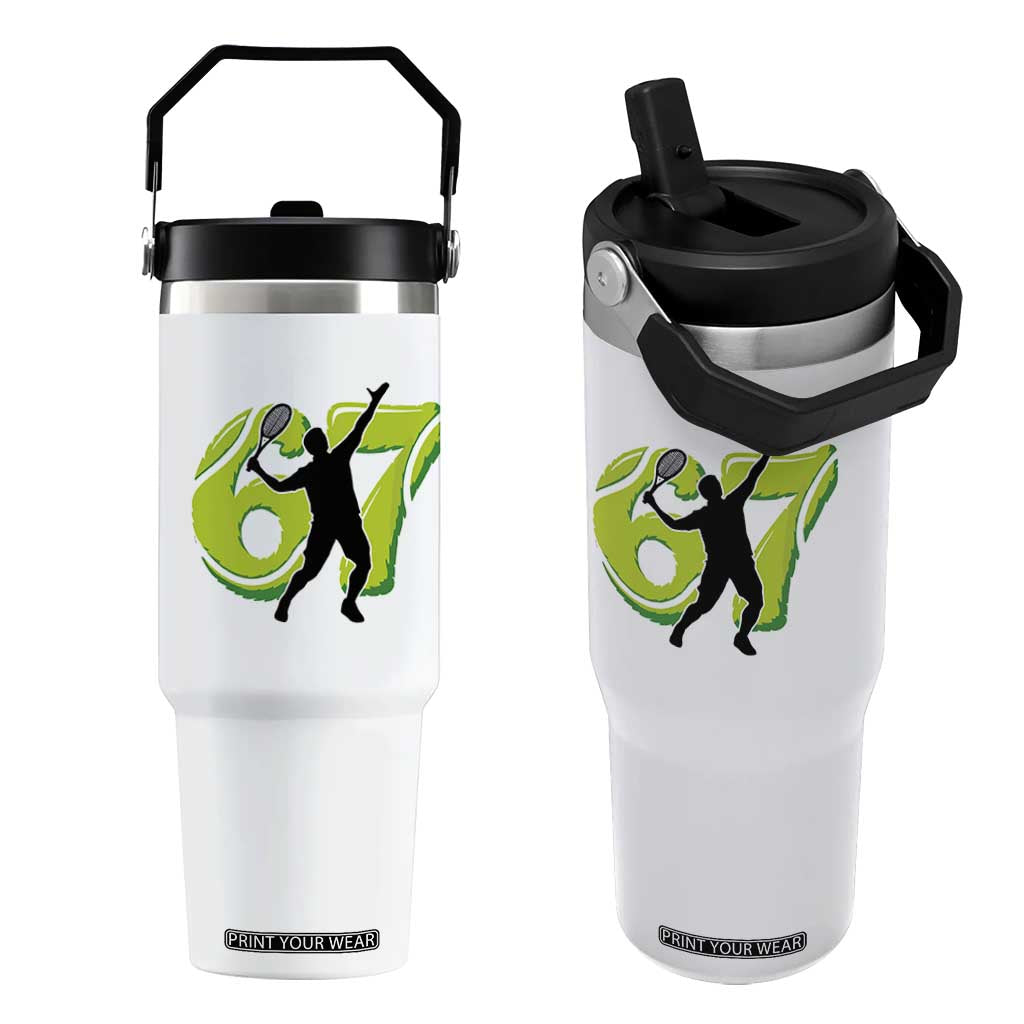 Funny Gen Z Alpha Gift Flip Straw Tumbler Six Seven Meme Tennis Lover TS12 One Size: 30 oz White Print Your Wear