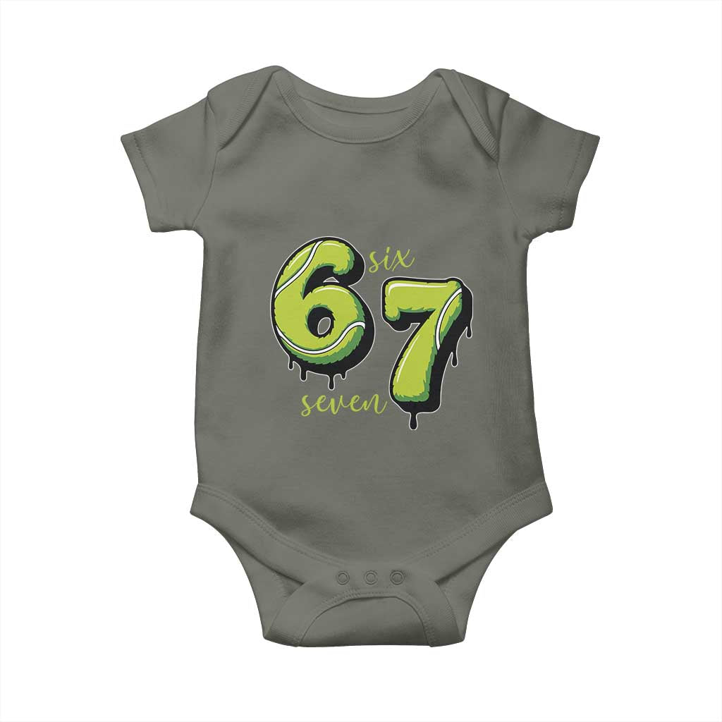 Six Seven Meme Tennis Lover Baby Onesie Gen Alpha Slang Gift TS12 Military Green Print Your Wear