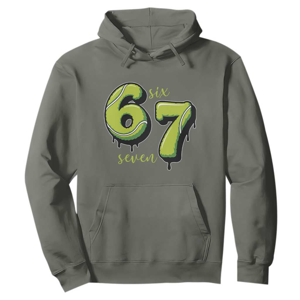 Six Seven Meme Tennis Lover Hoodie Gen Alpha Slang Gift TS12 Military Green Print Your Wear
