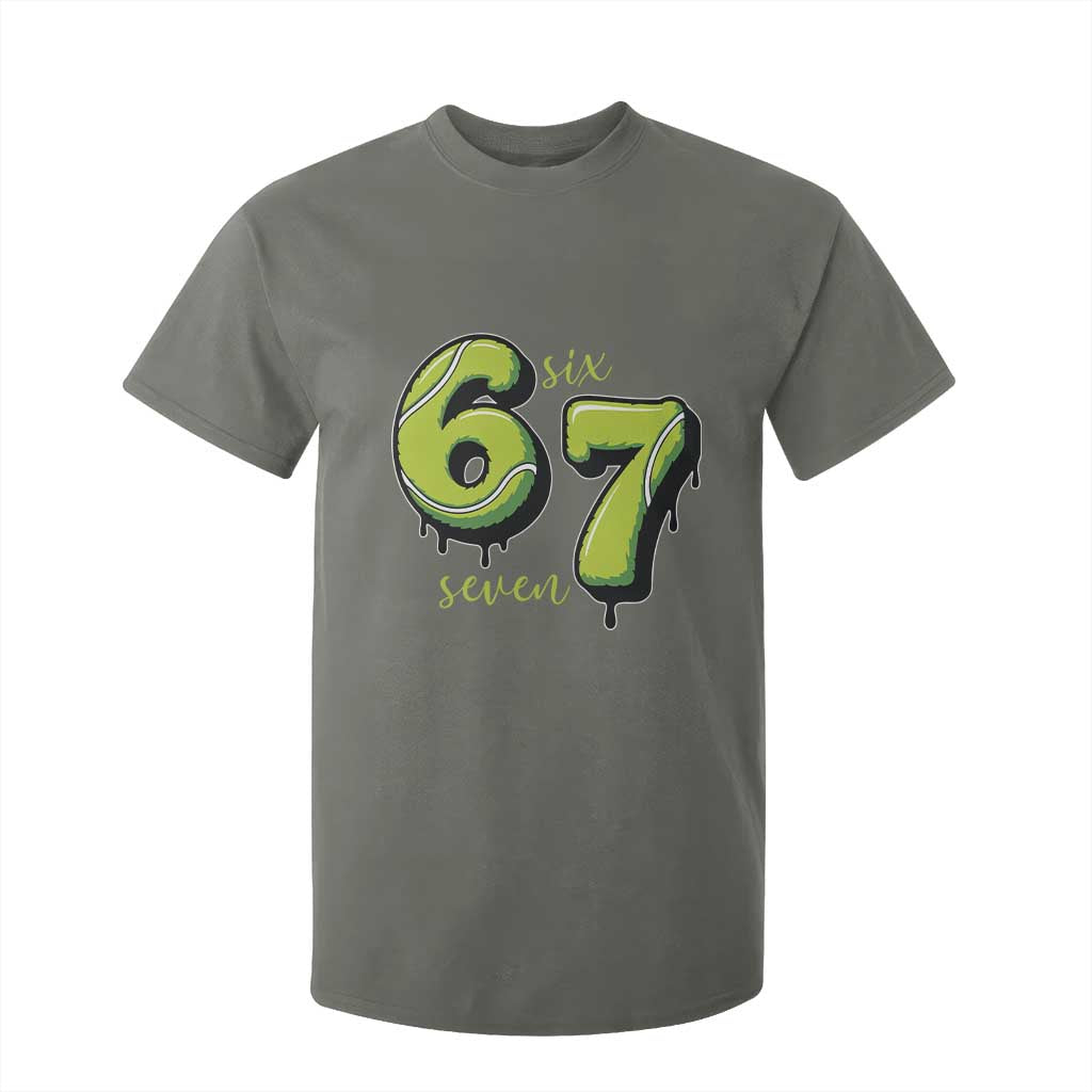 Six Seven Meme Tennis Lover T Shirt For Kid Gen Alpha Slang Gift TS12 Military Green Print Your Wear