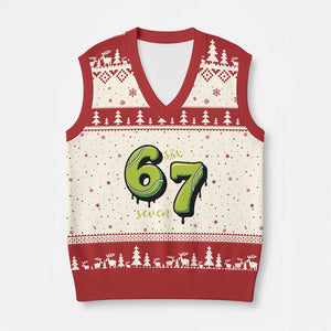 Six Seven Meme Tennis Lover V-Neck Knit Sweater Vest Gen Alpha Slang Gift TS12 Beige Red Print Your Wear