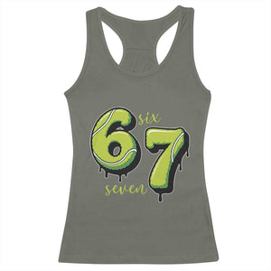 Six Seven Meme Tennis Lover Racerback Tank Top Gen Alpha Slang Gift TS12 Military Green Print Your Wear
