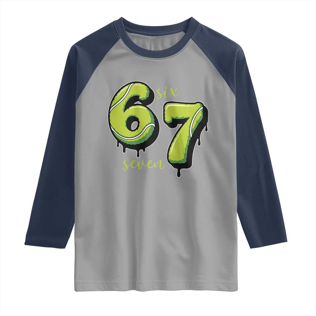 Six Seven Meme Tennis Lover Raglan Shirt Gen Alpha Slang Gift TS12 Sport Gray Navy Print Your Wear