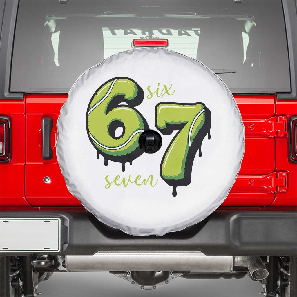 Six Seven Meme Tennis Lover Spare Tire Cover Gen Alpha Slang Gift TS12 White Print Your Wear