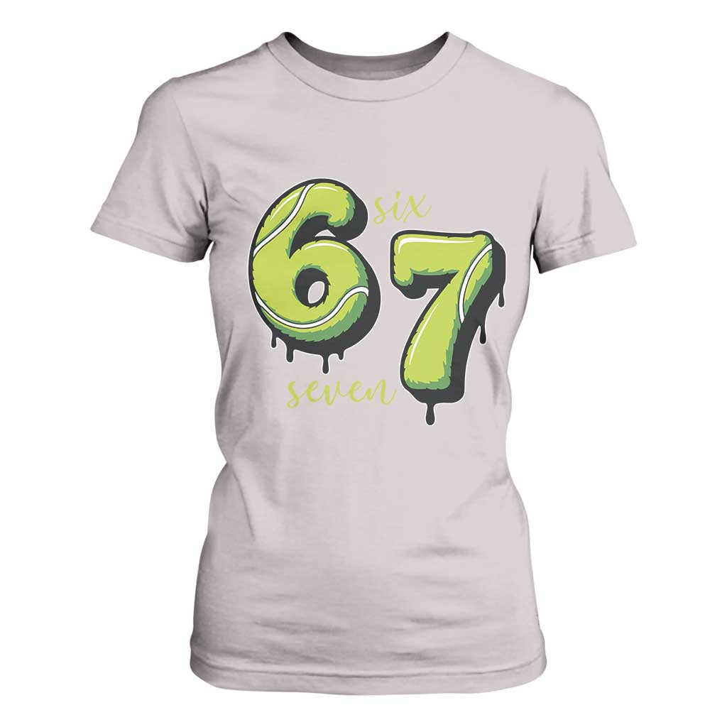 Six Seven Meme Tennis Lover T Shirt For Women Gen Alpha Slang Gift TS12 Ice Gray Print Your Wear