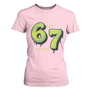 Six Seven Meme Tennis Lover T Shirt For Women Gen Alpha Slang Gift TS12 Light Pink Print Your Wear