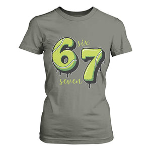 Six Seven Meme Tennis Lover T Shirt For Women Gen Alpha Slang Gift TS12 Military Green Print Your Wear