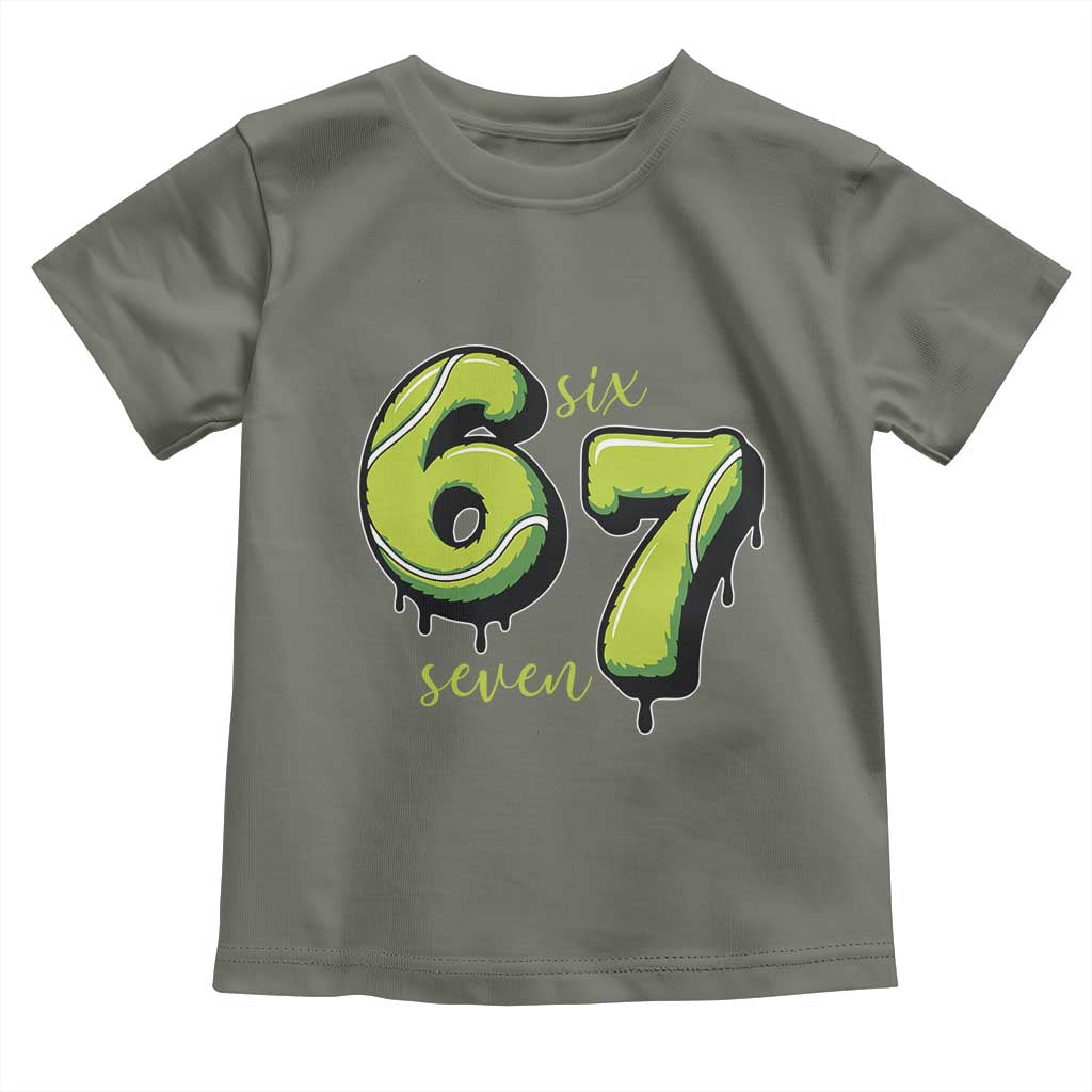 Six Seven Meme Tennis Lover Toddler T Shirt Gen Alpha Slang Gift TS12 Military Green Print Your Wear