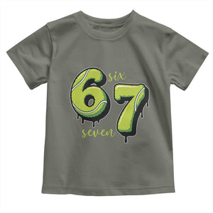 Six Seven Meme Tennis Lover Toddler T Shirt Gen Alpha Slang Gift TS12 Military Green Print Your Wear