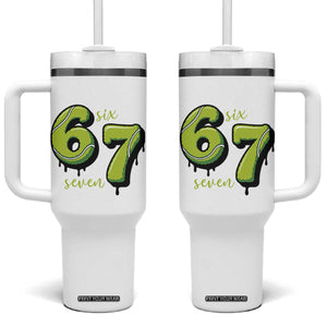 Six Seven Meme Tennis Lover Tumbler With Handle Gen Alpha Slang Gift TS12 One Size: 40 oz White Print Your Wear