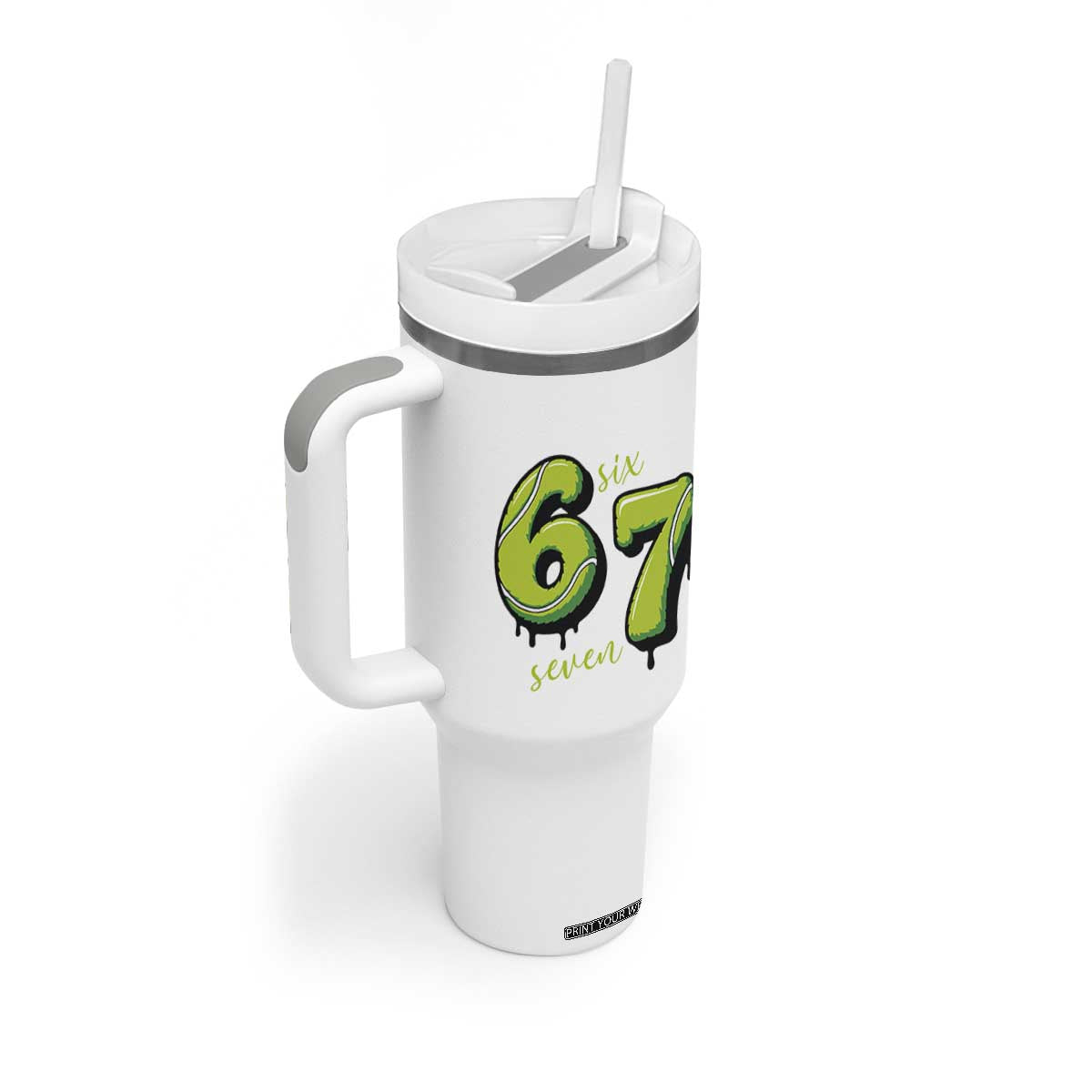 Six Seven Meme Tennis Lover Tumbler With Handle Gen Alpha Slang Gift TS12 Print Your Wear