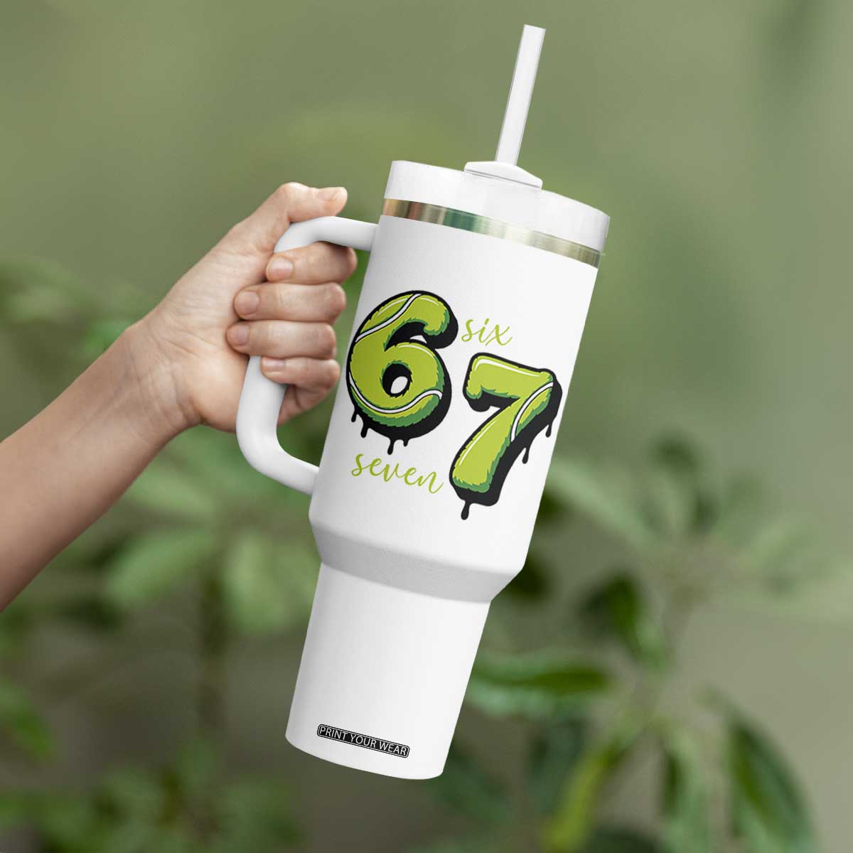 Six Seven Meme Tennis Lover Tumbler With Handle Gen Alpha Slang Gift TS12 Print Your Wear