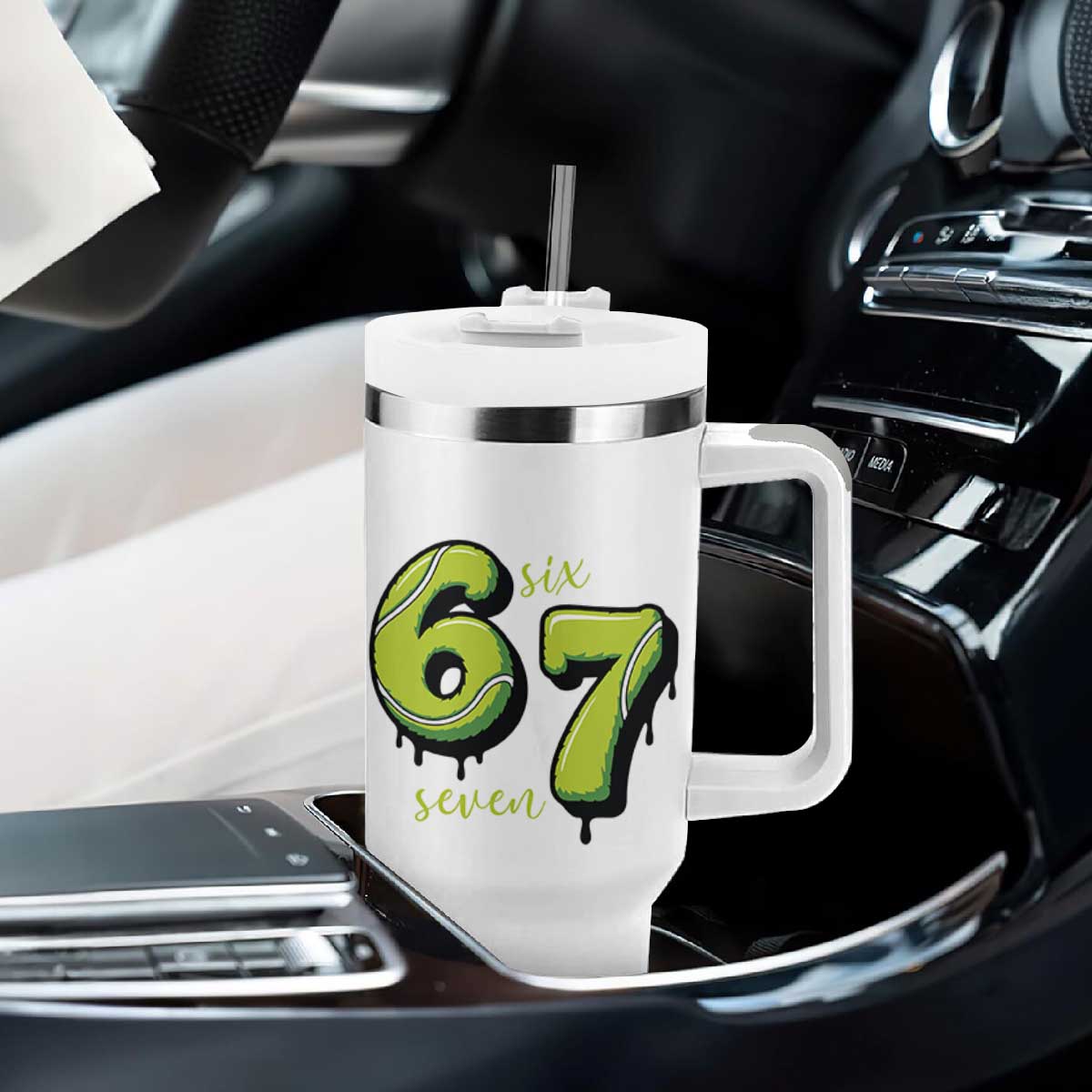 Six Seven Meme Tennis Lover Tumbler With Handle Gen Alpha Slang Gift TS12 Print Your Wear