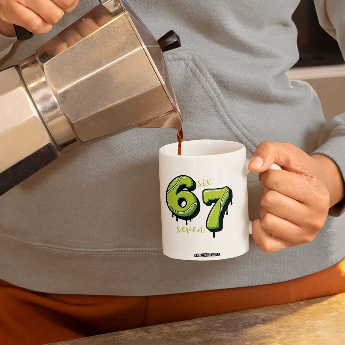 Six Seven Meme Tennis Lover Coffee Mug Gen Alpha Slang Gift TS12 Print Your Wear