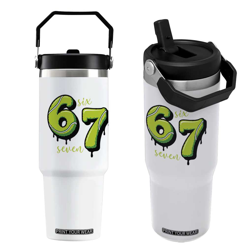 Six Seven Meme Tennis Lover Flip Straw Tumbler Gen Alpha Slang Gift TS12 One Size: 30 oz White Print Your Wear