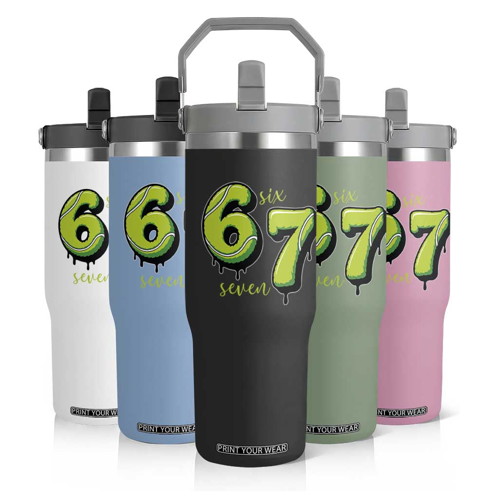 Six Seven Meme Tennis Lover Flip Straw Tumbler Gen Alpha Slang Gift TS12 Print Your Wear