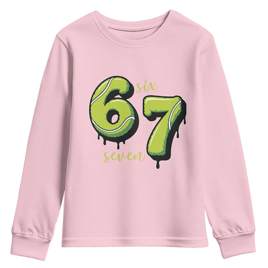 Six Seven Meme Tennis Lover Youth Sweatshirt Gen Alpha Slang Gift TS12 Light Pink Print Your Wear