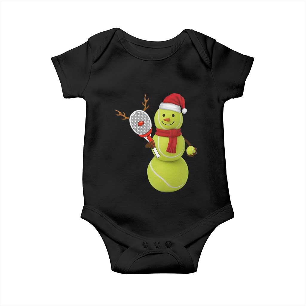 Funny Christmas Tennis Snowman Baby Onesie Tennis Lover Gift TS12 Black Print Your Wear