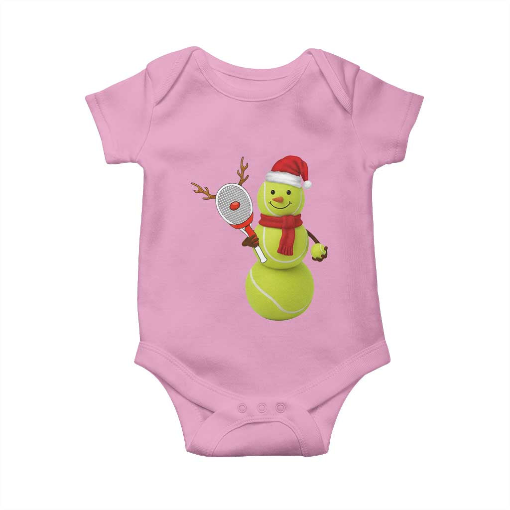 Funny Christmas Tennis Snowman Baby Onesie Tennis Lover Gift TS12 Light Pink Print Your Wear