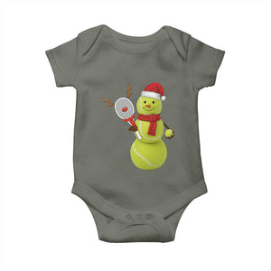 Funny Christmas Tennis Snowman Baby Onesie Tennis Lover Gift TS12 Military Green Print Your Wear