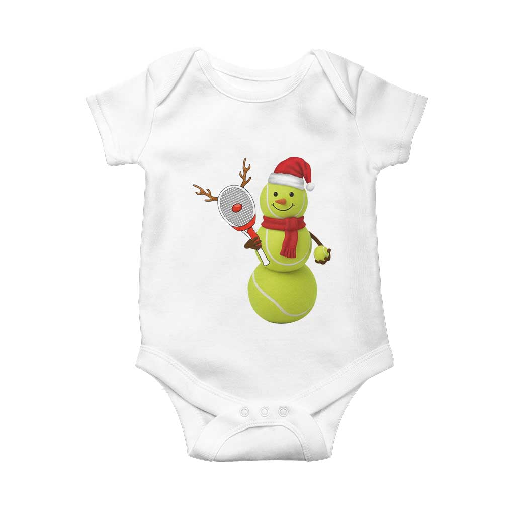 Funny Christmas Tennis Snowman Baby Onesie Tennis Lover Gift TS12 White Print Your Wear