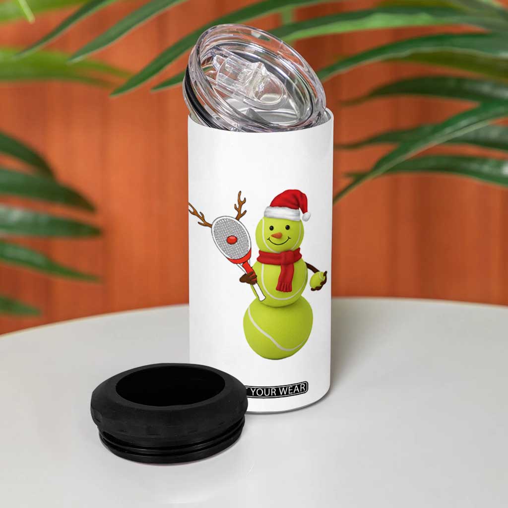 Funny Christmas Tennis Snowman 4 in 1 Can Cooler Tumbler Tennis Lover Gift TS12 Print Your Wear