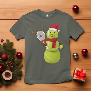 Funny Christmas Tennis Snowman T Shirt Tennis Lover Gift TS12 Military Green Print Your Wear