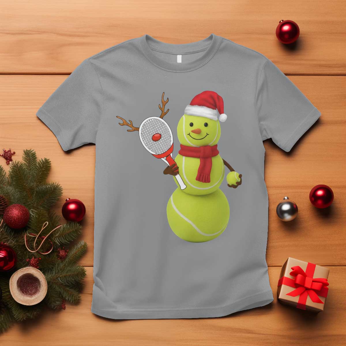 Funny Christmas Tennis Snowman T Shirt Tennis Lover Gift TS12 Sport Gray Print Your Wear