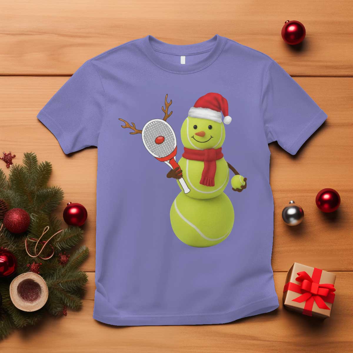Funny Christmas Tennis Snowman T Shirt Tennis Lover Gift TS12 Violet Print Your Wear