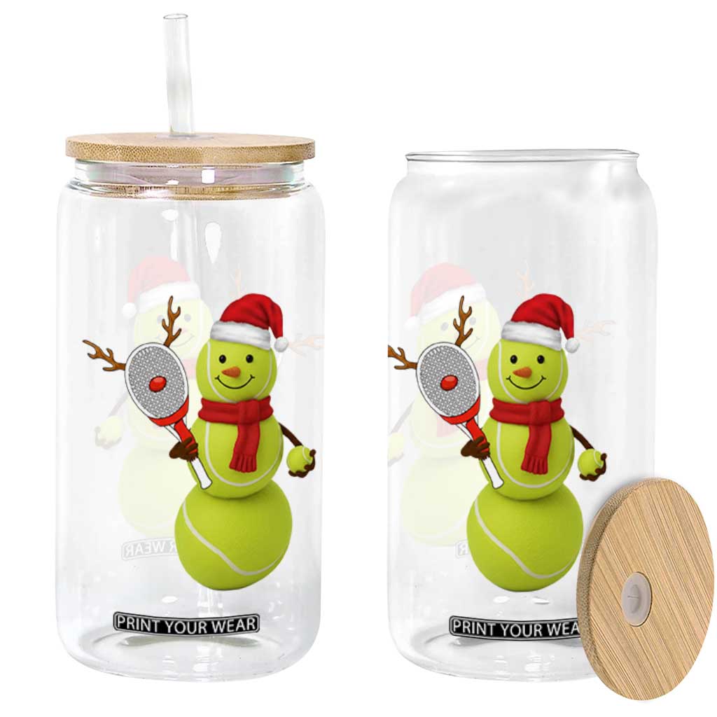 Funny Christmas Tennis Snowman Glass Can Tennis Lover Gift TS12 Print Your Wear