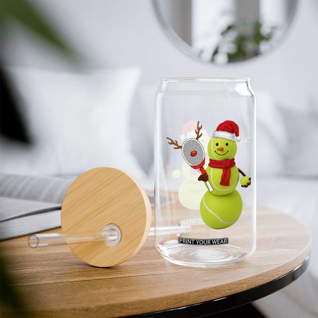 Funny Christmas Tennis Snowman Glass Can Tennis Lover Gift TS12 Print Your Wear