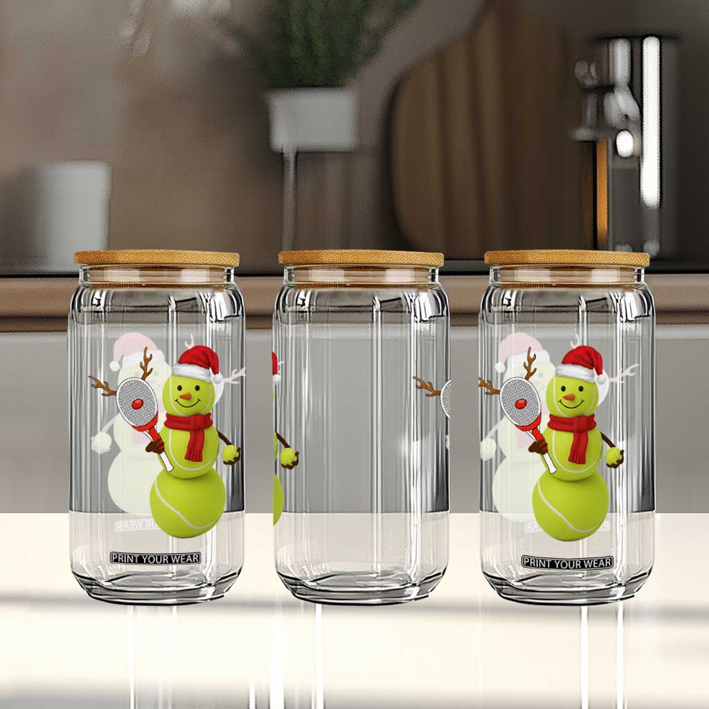 Funny Christmas Tennis Snowman Glass Can Tennis Lover Gift TS12 Print Your Wear