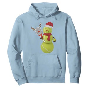 Funny Christmas Tennis Snowman Hoodie Tennis Lover Gift TS12 Light Blue Print Your Wear
