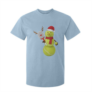 Funny Christmas Tennis Snowman T Shirt For Kid Tennis Lover Gift TS12 Light Blue Print Your Wear