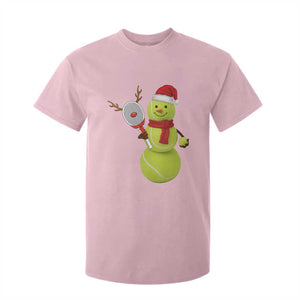 Funny Christmas Tennis Snowman T Shirt For Kid Tennis Lover Gift TS12 Light Pink Print Your Wear