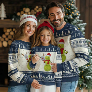 Funny Christmas Tennis Snowman Ugly Christmas Sweater Tennis Lover Gift TS12 Beige Navy Print Your Wear