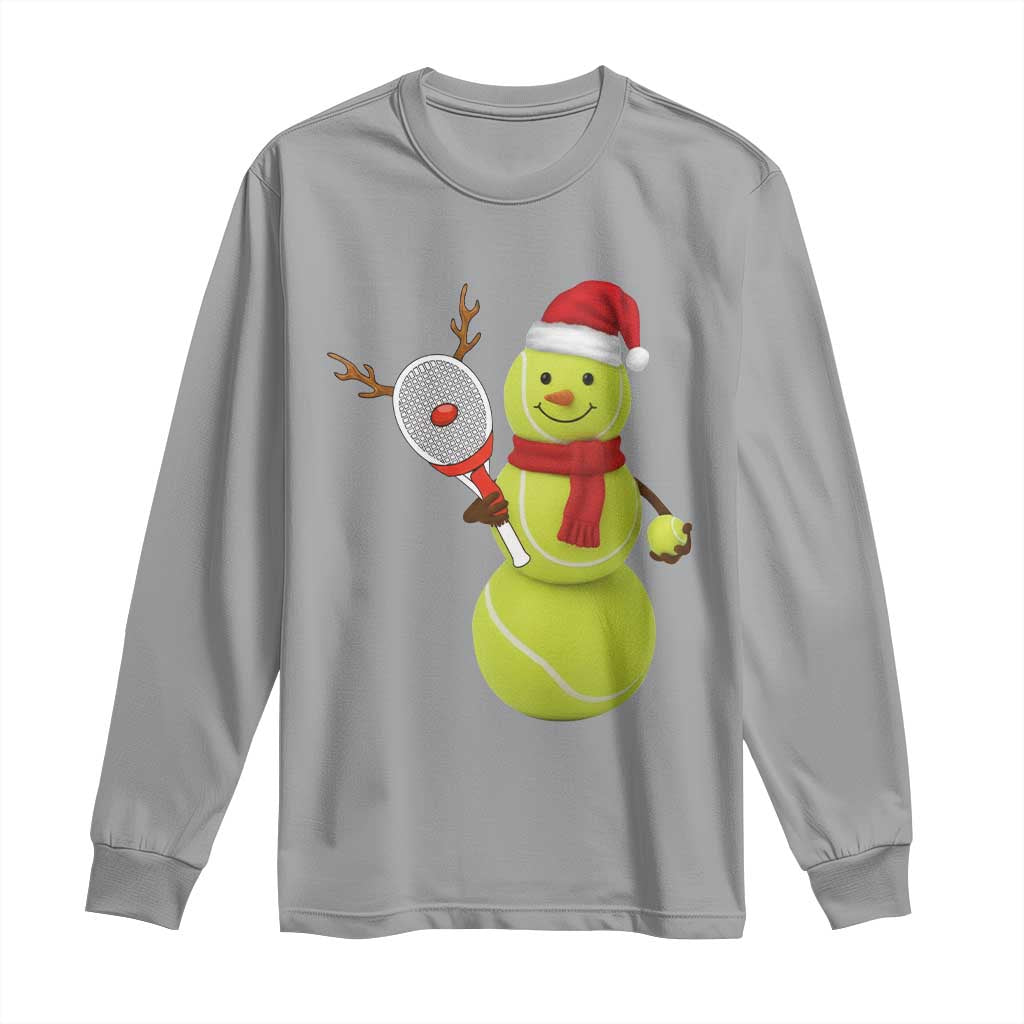 Funny Christmas Tennis Snowman Long Sleeve Shirt Tennis Lover Gift TS12 Sport Gray Print Your Wear