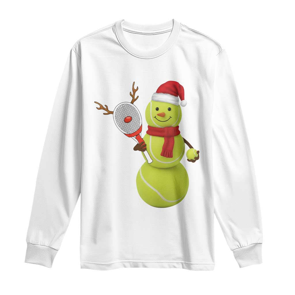 Funny Christmas Tennis Snowman Long Sleeve Shirt Tennis Lover Gift TS12 White Print Your Wear