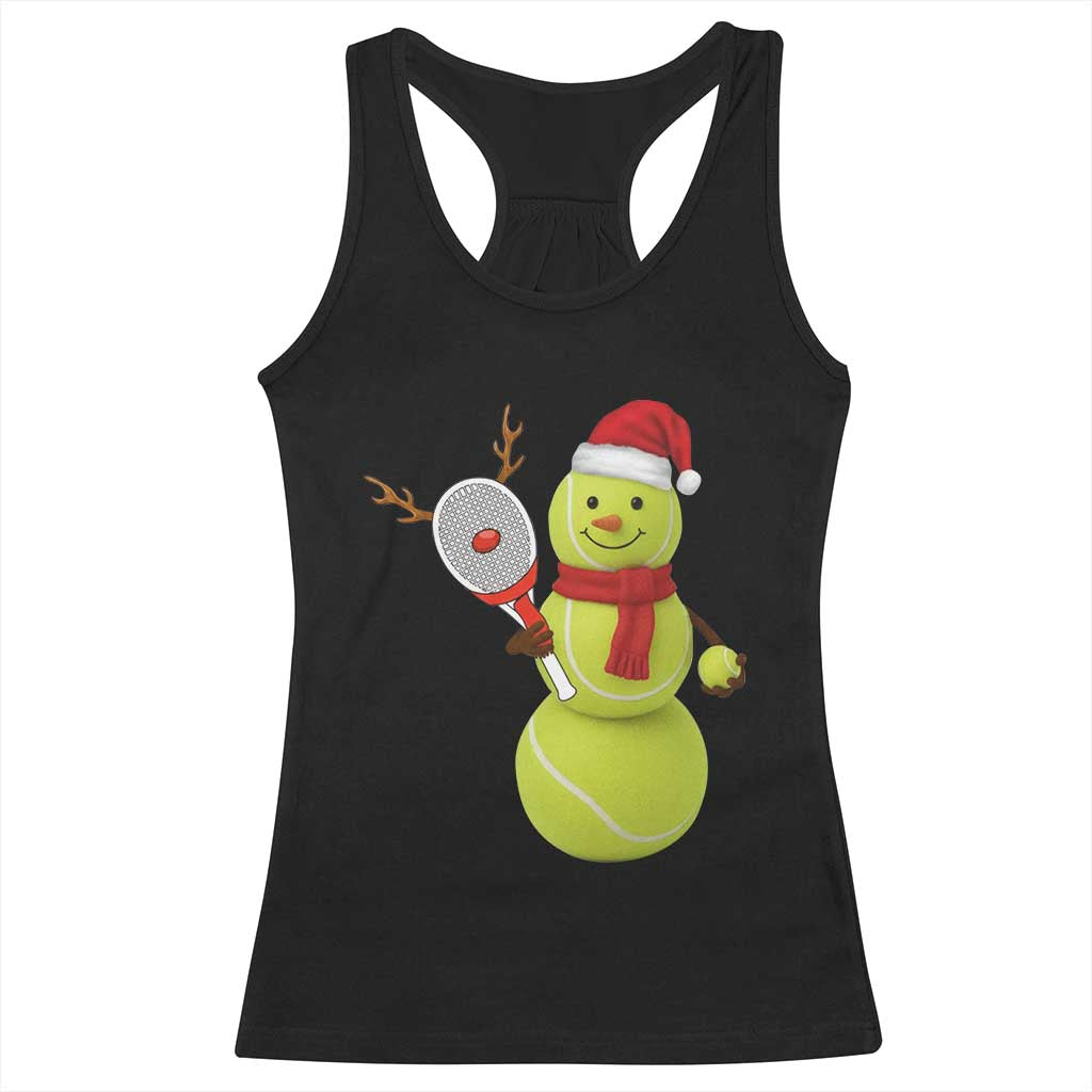 Funny Christmas Tennis Snowman Racerback Tank Top Tennis Lover Gift TS12 Black Print Your Wear