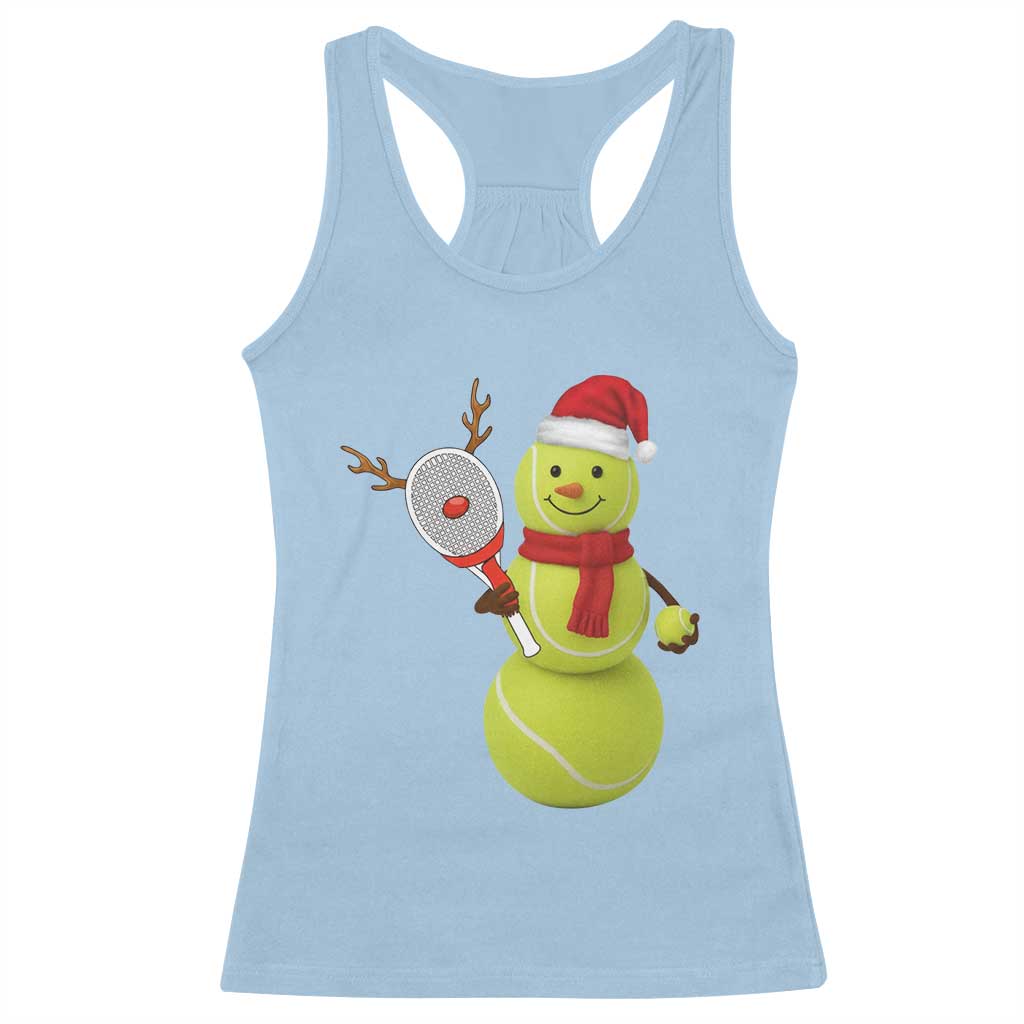 Funny Christmas Tennis Snowman Racerback Tank Top Tennis Lover Gift TS12 Light Blue Print Your Wear