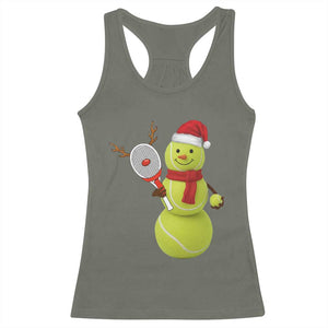 Funny Christmas Tennis Snowman Racerback Tank Top Tennis Lover Gift TS12 Military Green Print Your Wear