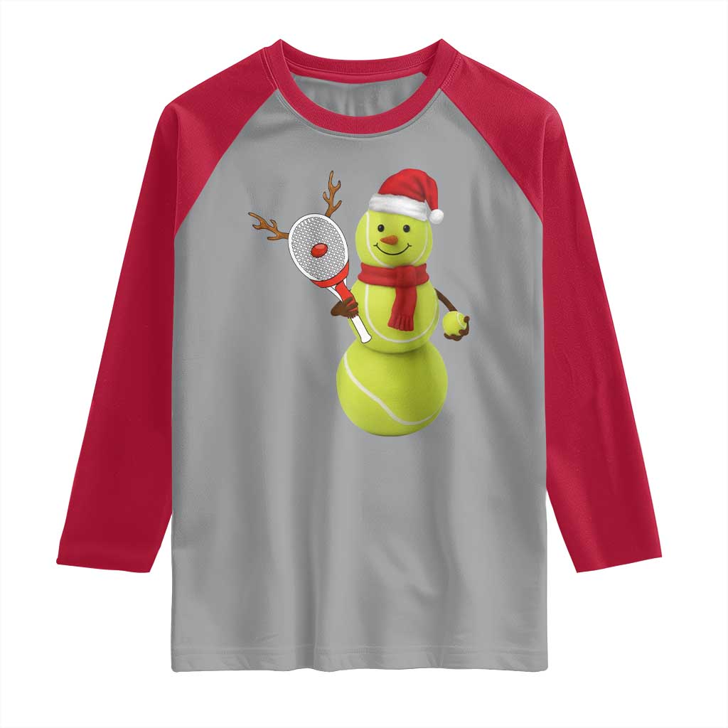 Funny Christmas Tennis Snowman Raglan Shirt Tennis Lover Gift TS12 Sport Gray Red Print Your Wear