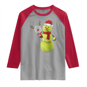 Funny Christmas Tennis Snowman Raglan Shirt Tennis Lover Gift TS12 Sport Gray Red Print Your Wear