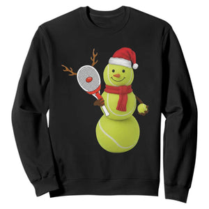 Funny Christmas Tennis Snowman Sweatshirt Tennis Lover Gift TS12 Black Print Your Wear