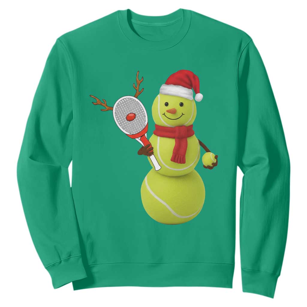 Funny Christmas Tennis Snowman Sweatshirt Tennis Lover Gift TS12 Irish Green Print Your Wear