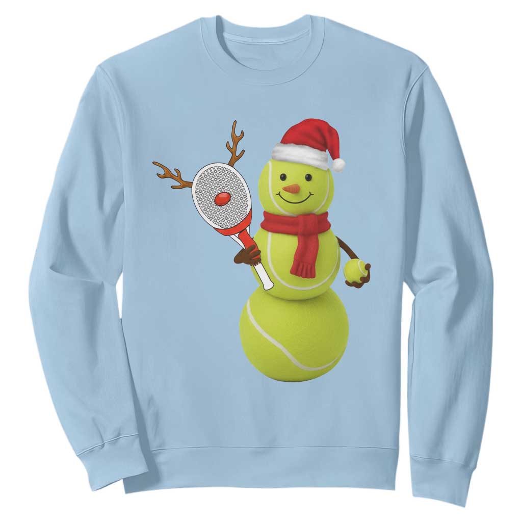 Funny Christmas Tennis Snowman Sweatshirt Tennis Lover Gift TS12 Light Blue Print Your Wear