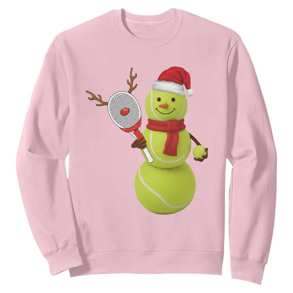 Funny Christmas Tennis Snowman Sweatshirt Tennis Lover Gift TS12 Light Pink Print Your Wear