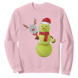 Funny Christmas Tennis Snowman Sweatshirt Tennis Lover Gift TS12 Light Pink Print Your Wear